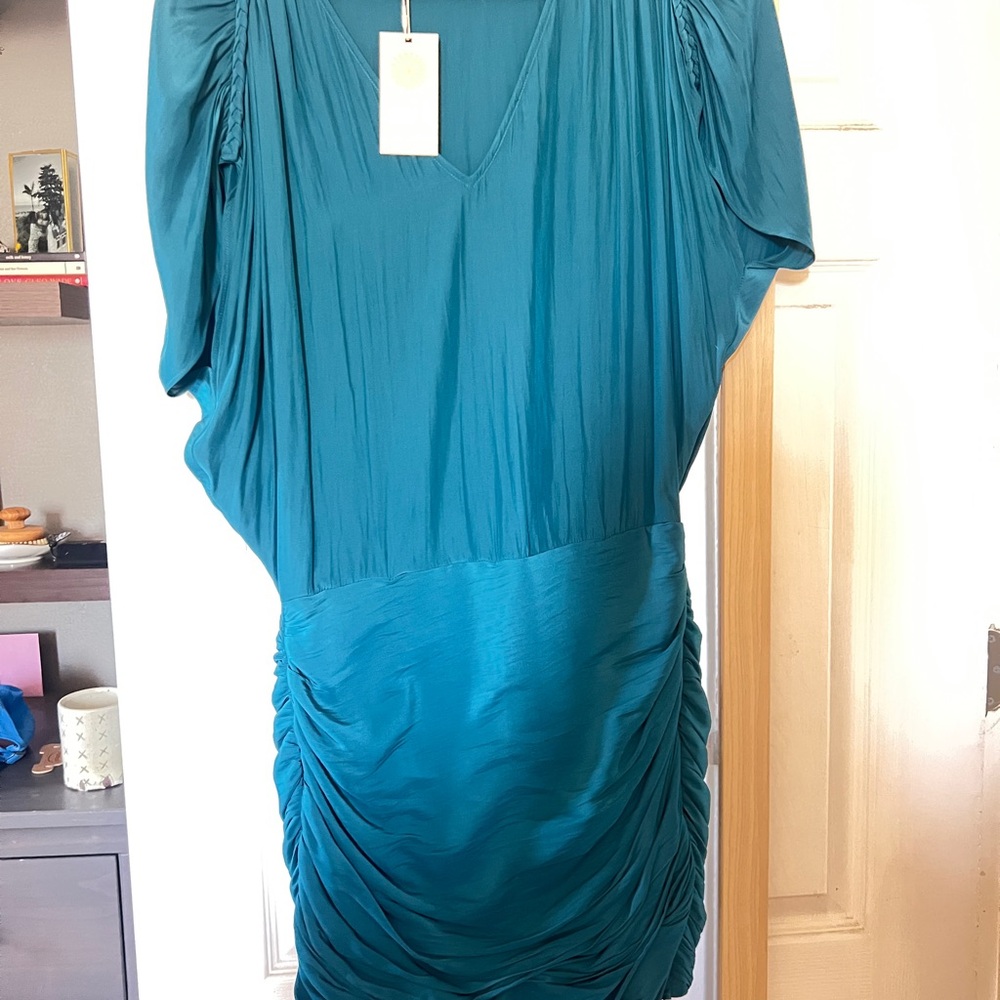 Ramy Brook NWT Teal Ruched Dress